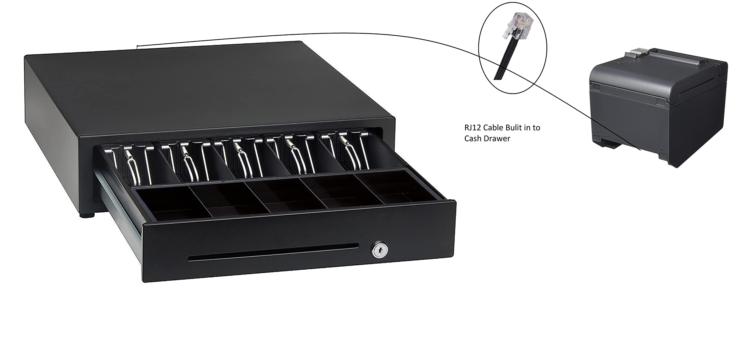 Cash drawer with RJ cable for POS printer