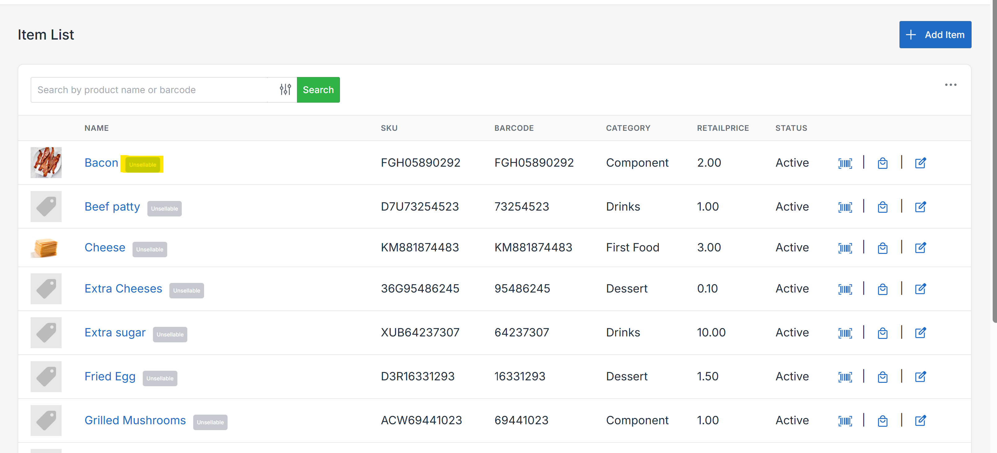 Check component items in Nexchar POS