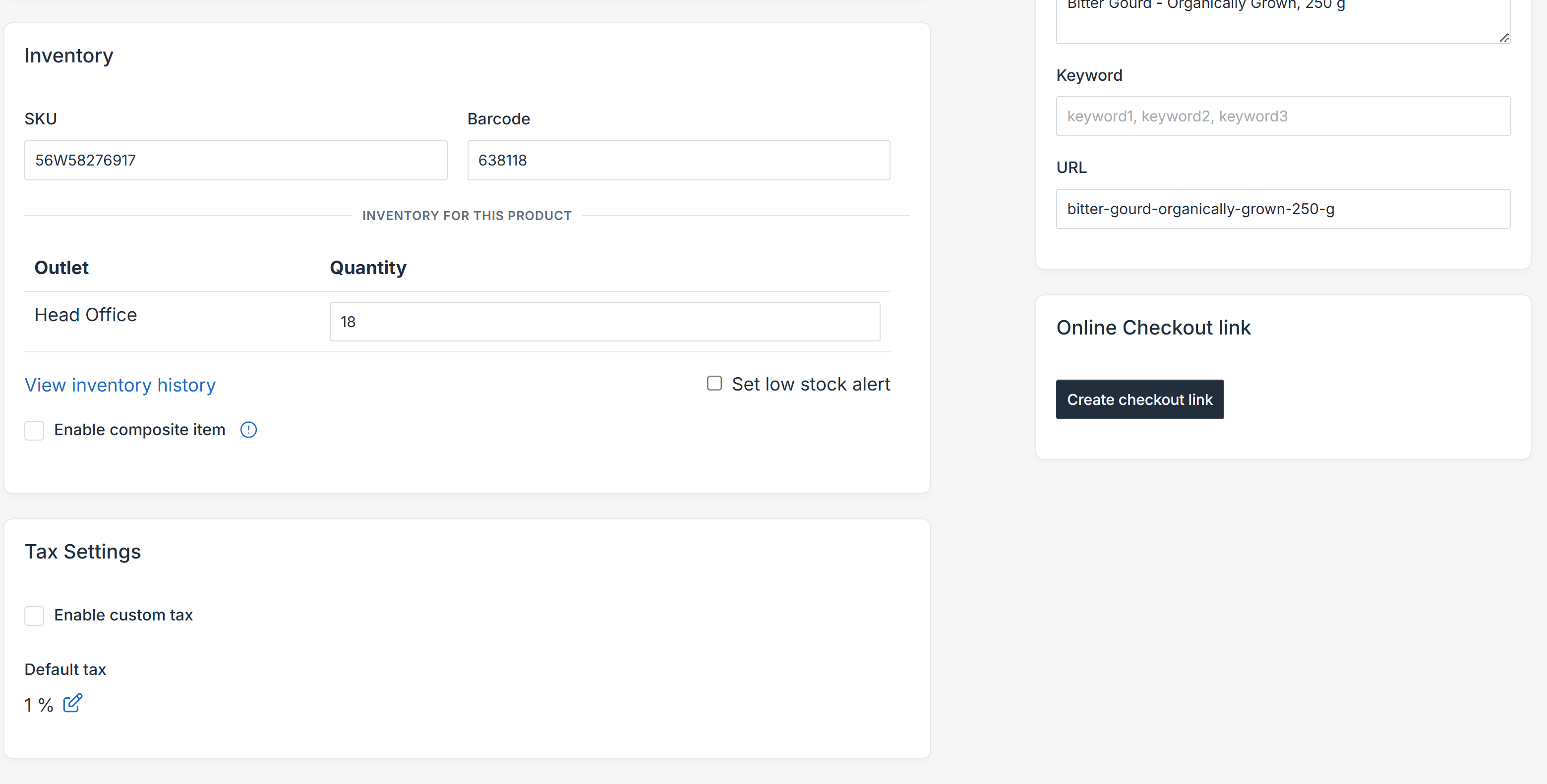 Create checkout link