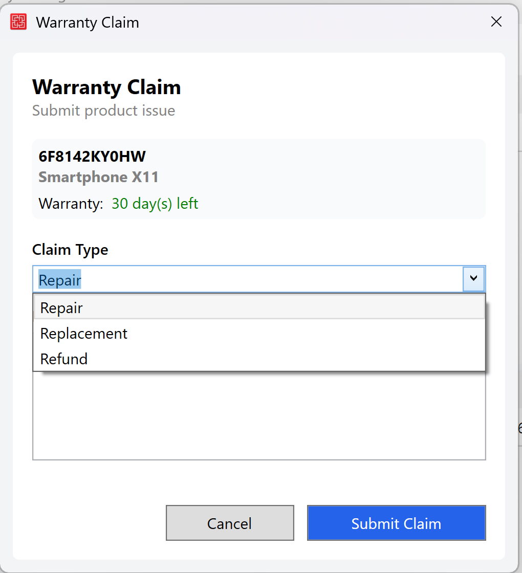 Create Product Warranty Claim in Nexchar POS
