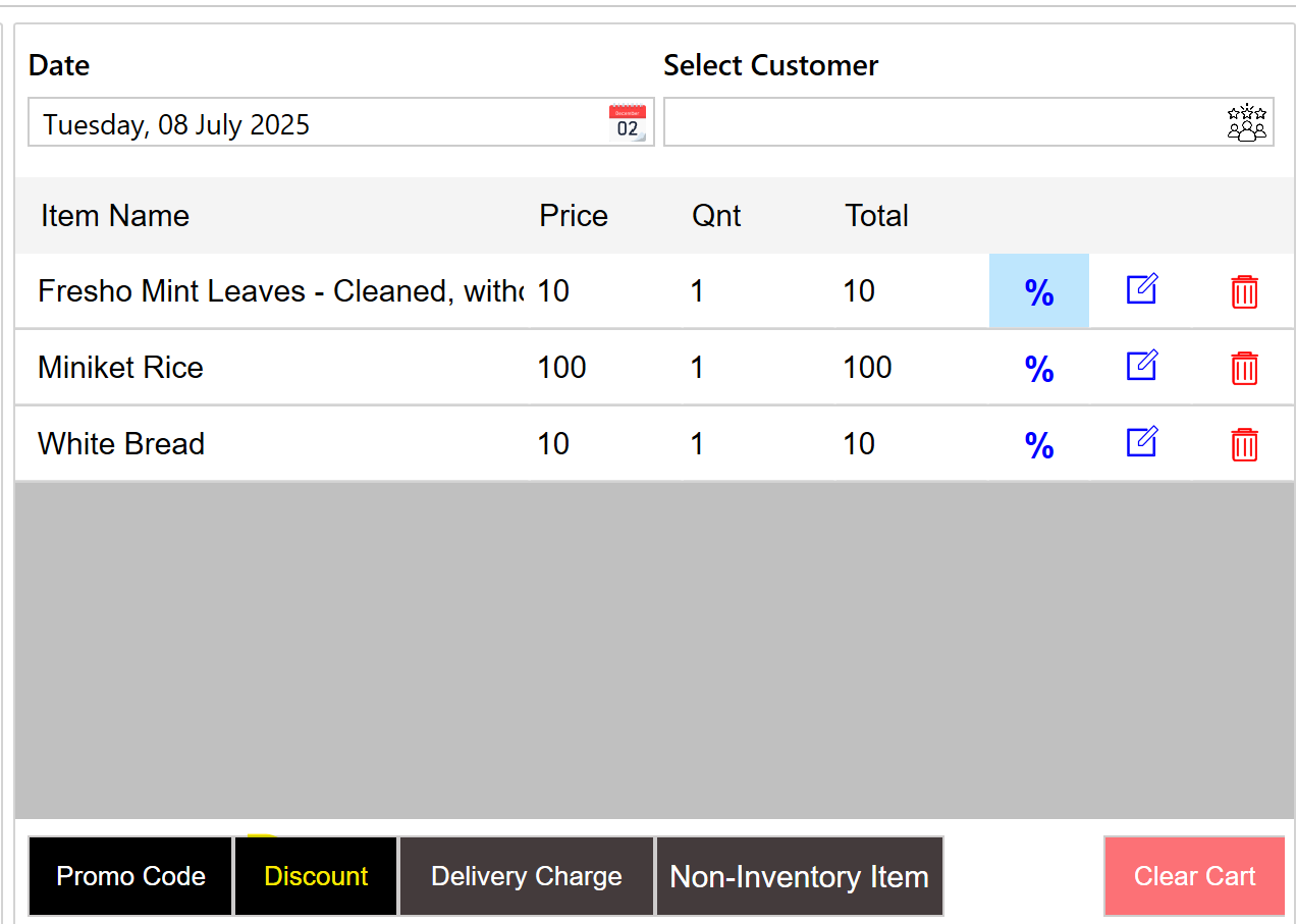 Desktop POS Custom cart discounts