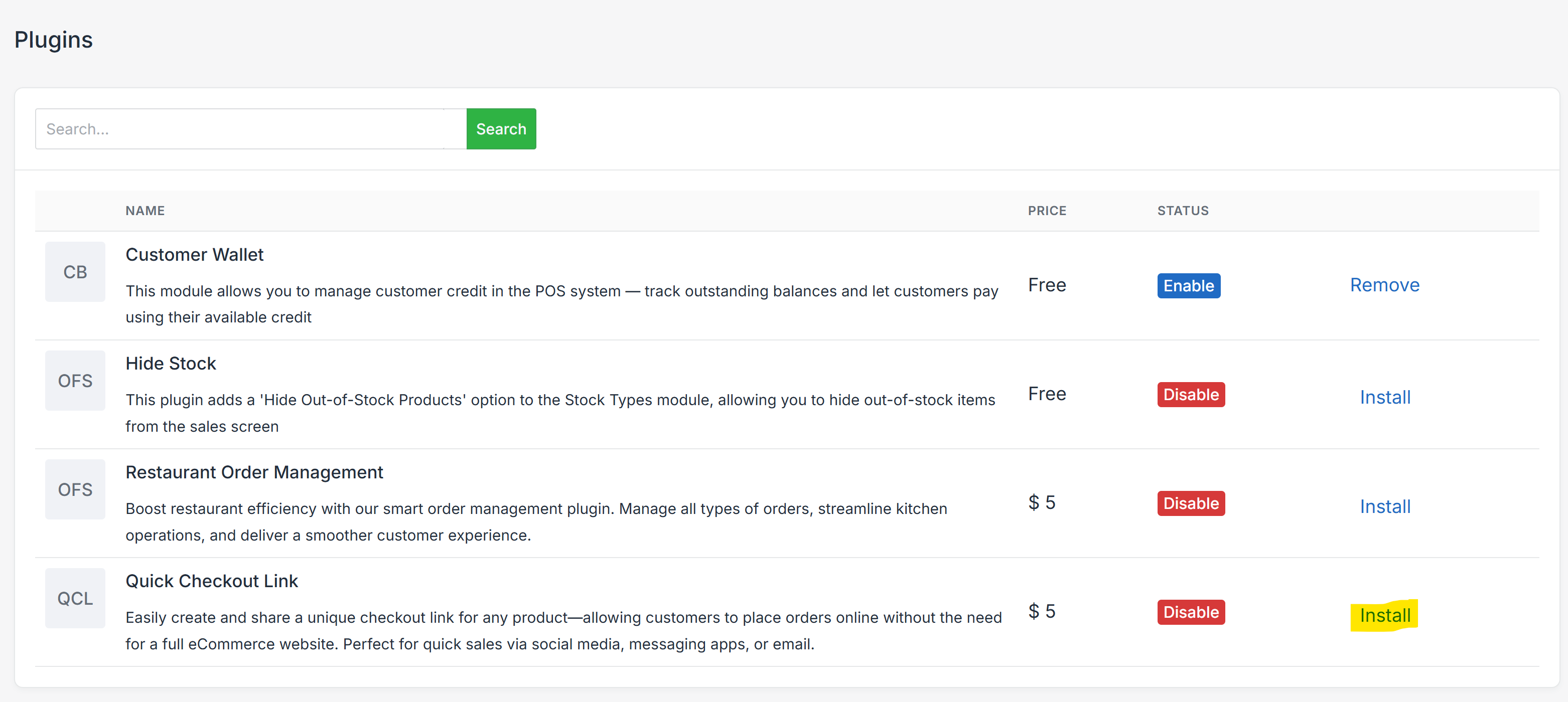 Install Quick Checkout Link plugin