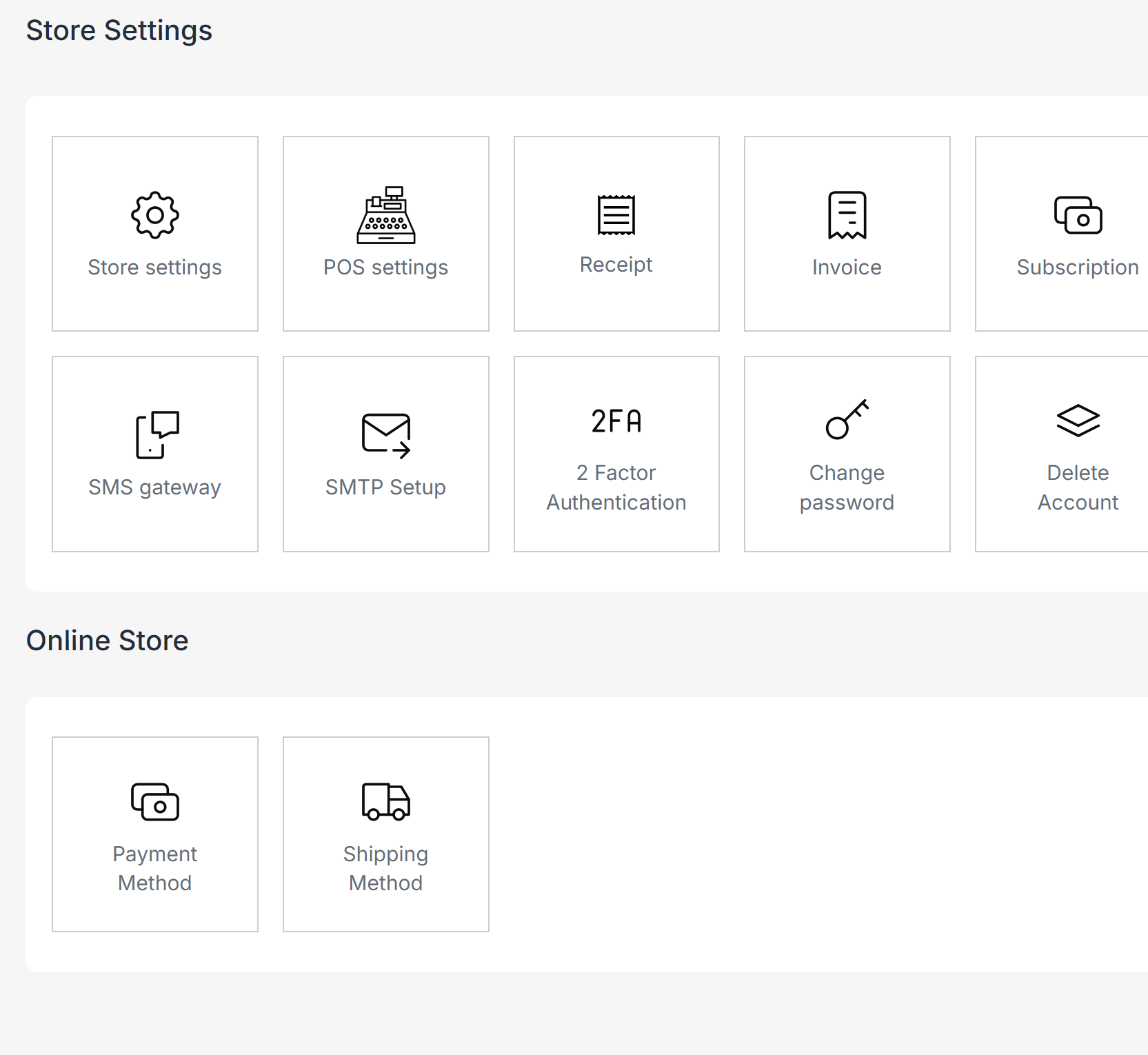 Online store setting enabled