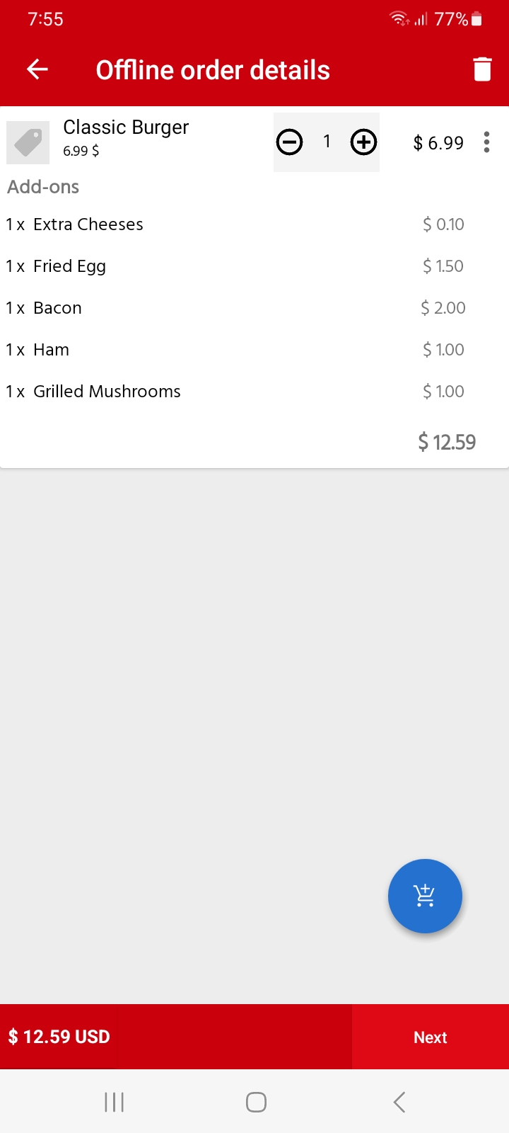 Update order details view